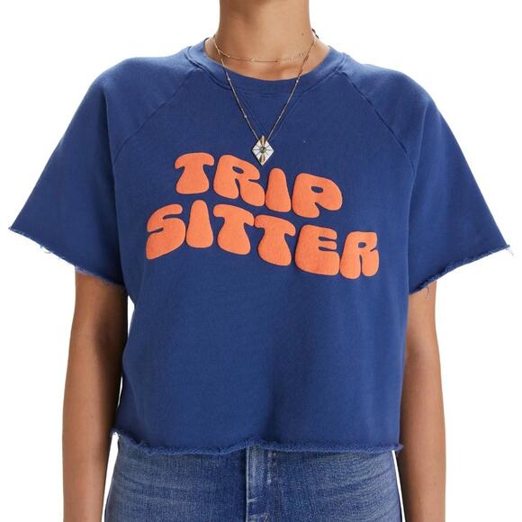 MOTHER The Loafer Fray Crop Graphic Sweatshirt - Picture 5 of 6